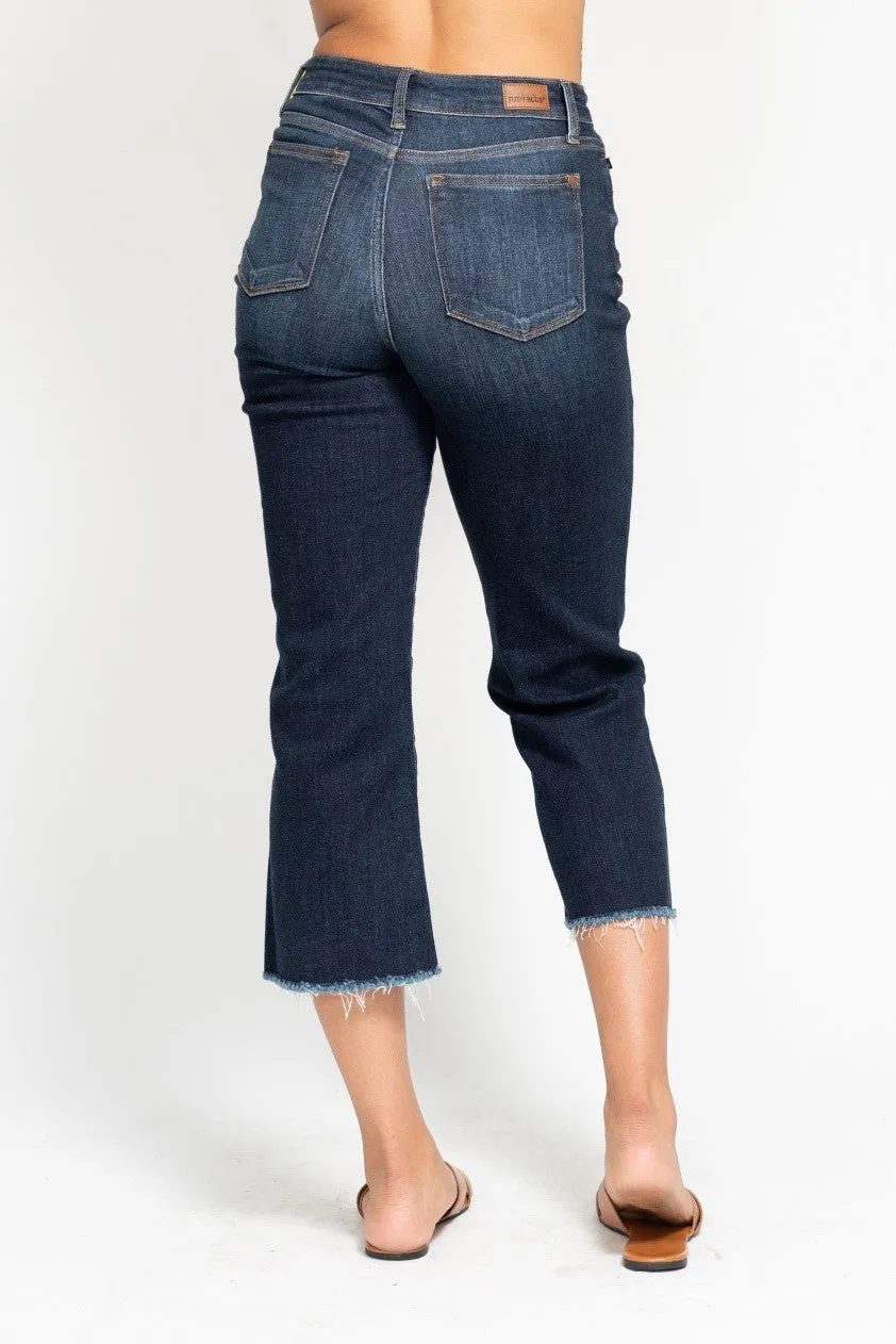 Dark High Waist Cropped Wide Leg Judy Blue Capris 3/7/25 9687