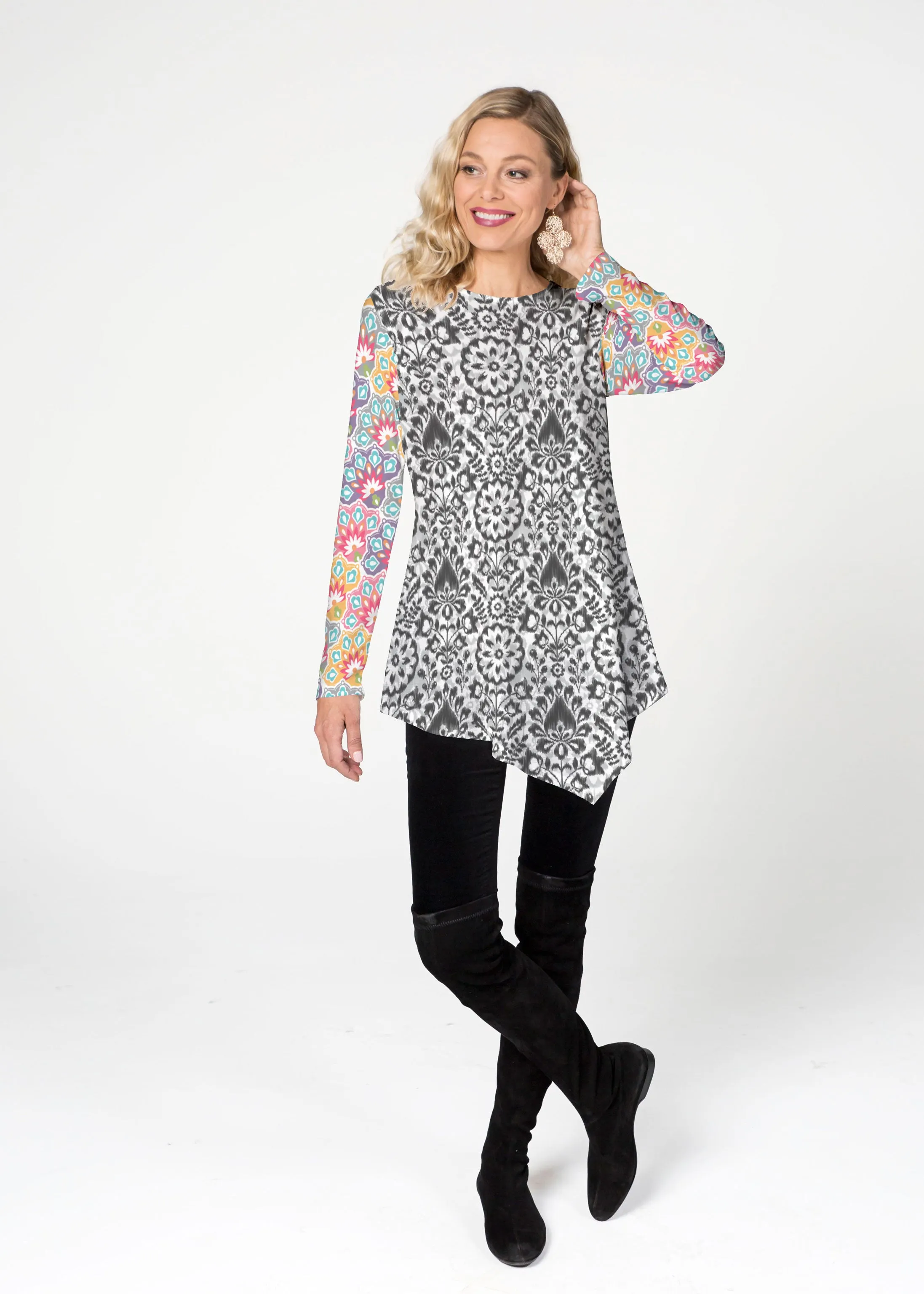 Darling Geo (13382) ~ Asymmetrical French Terry Tunic