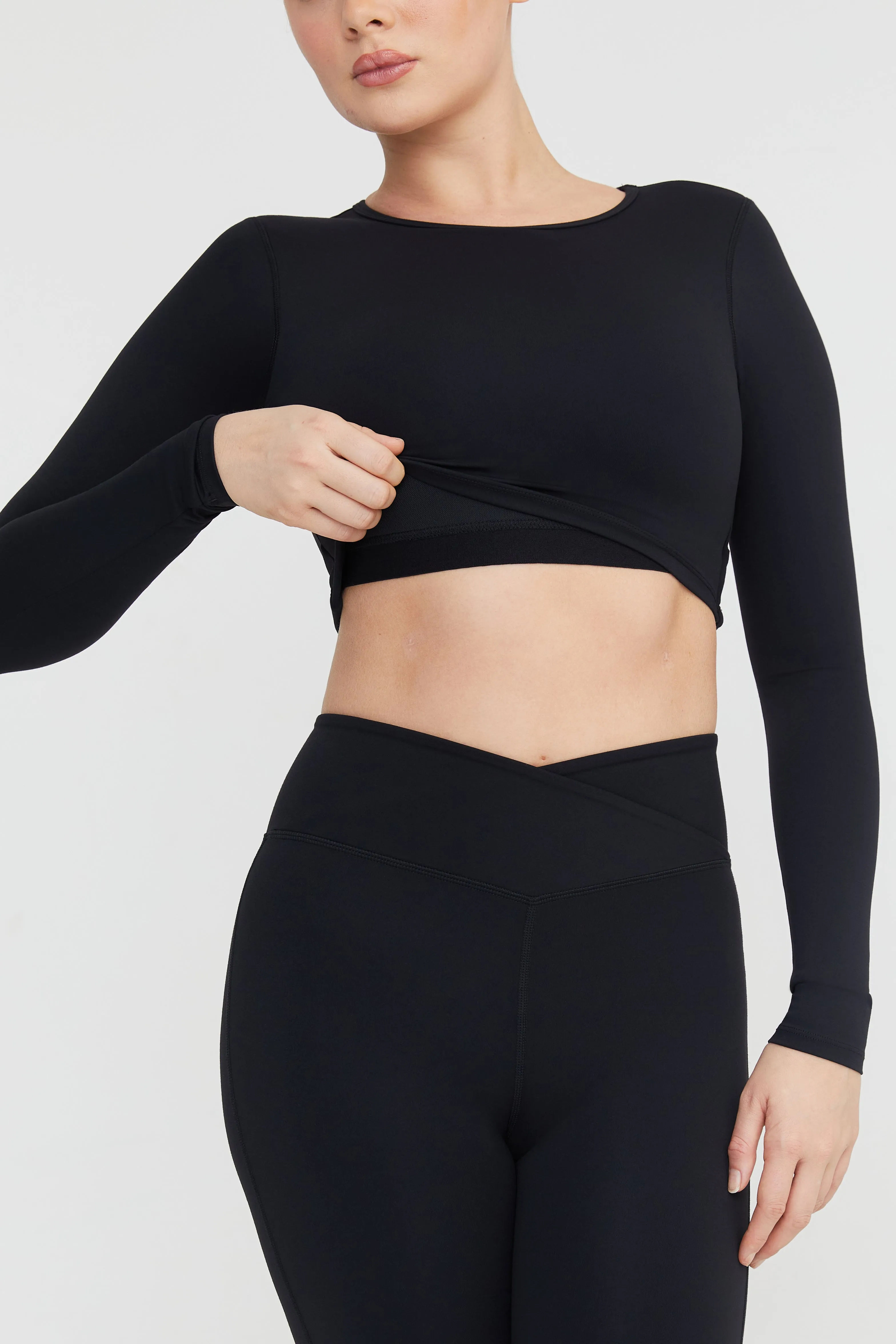 DAYFLEX OPEN BACK LONG SLEEVE TOP - SHADOW BLACK