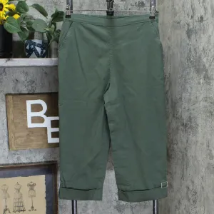 Denim & Co. How Timeless Stretch Twill Cuffed Jean Capris Dark Olive Medium