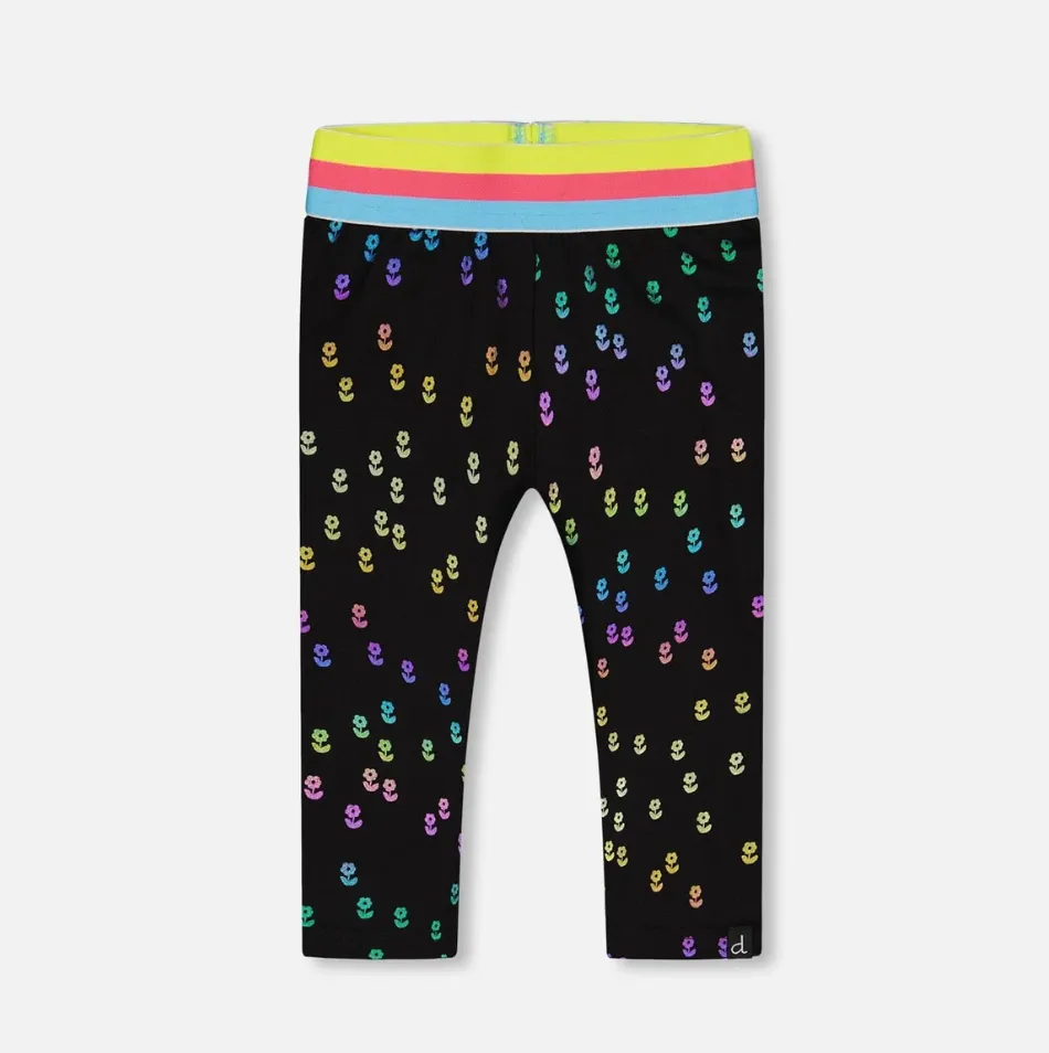 Deux Par Deux Rainbow Foil Flower Capri Legging