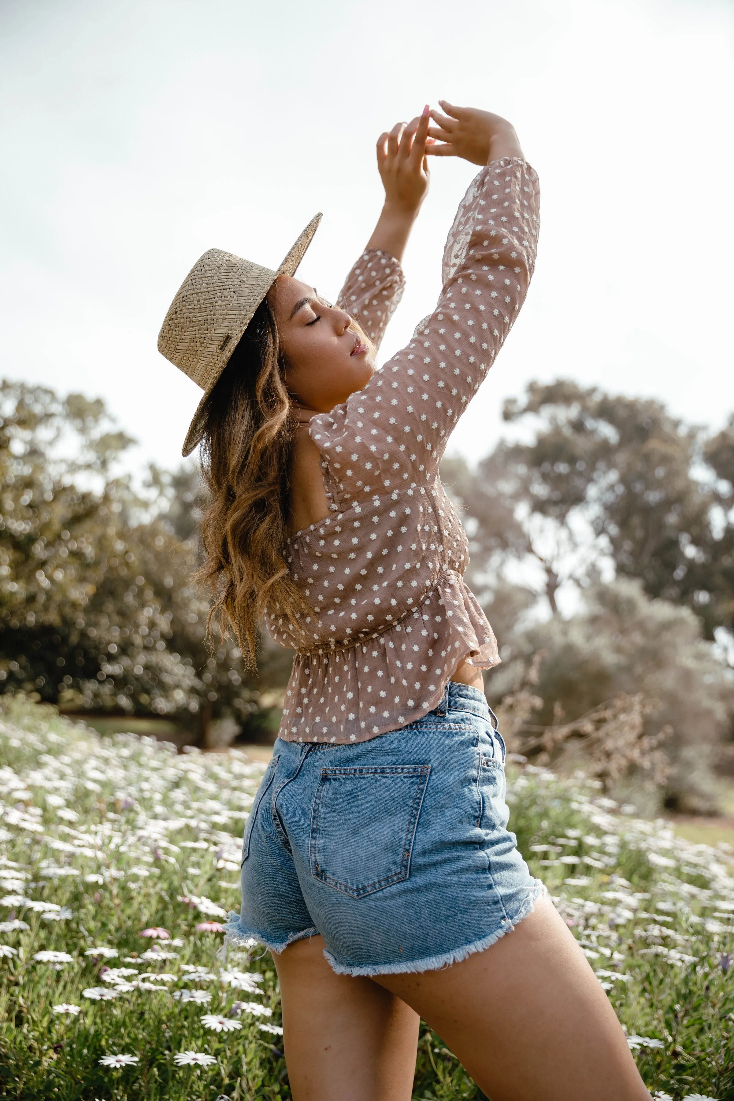 Devotion Floral Embroidered Top in Cappuccino