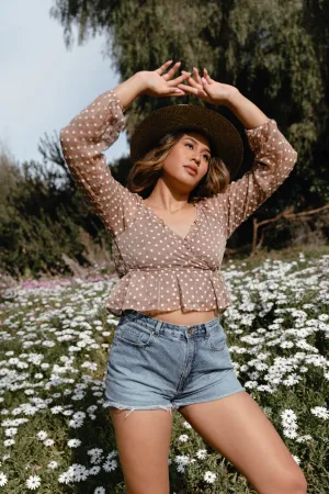 Devotion Floral Embroidered Top in Cappuccino