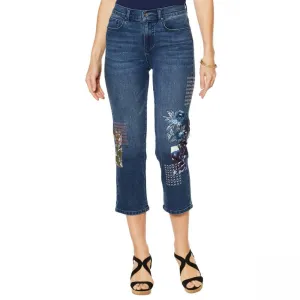 DG2 by Diane Gilman Women's Classic Stretch Embroidered Cropped Jeans