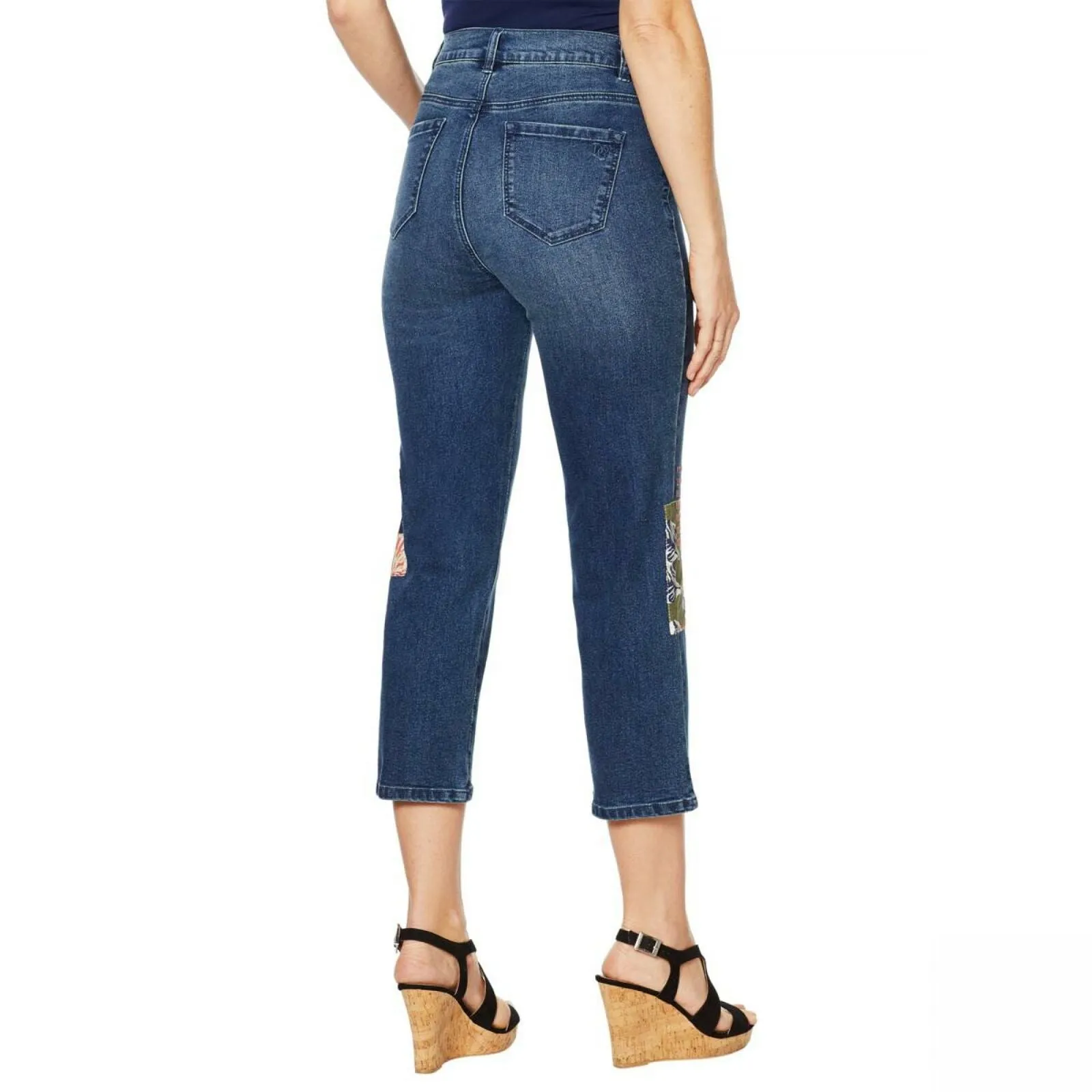 DG2 by Diane Gilman Women's Classic Stretch Embroidered Cropped Jeans