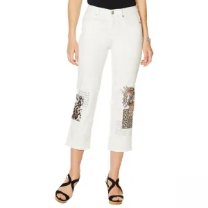 DG2 by Diane Gilman Women's Classic Stretch Embroidered Cropped Jeans