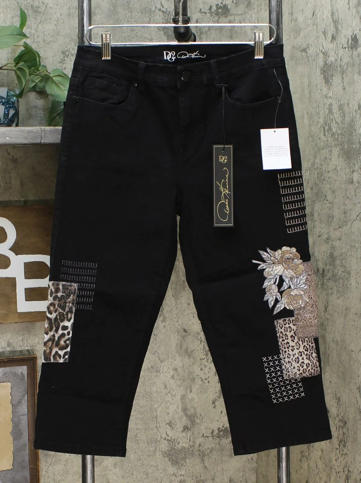DG2 by Diane Gilman Women's Petite Classic Stretch Embroidered Cropped Jeans