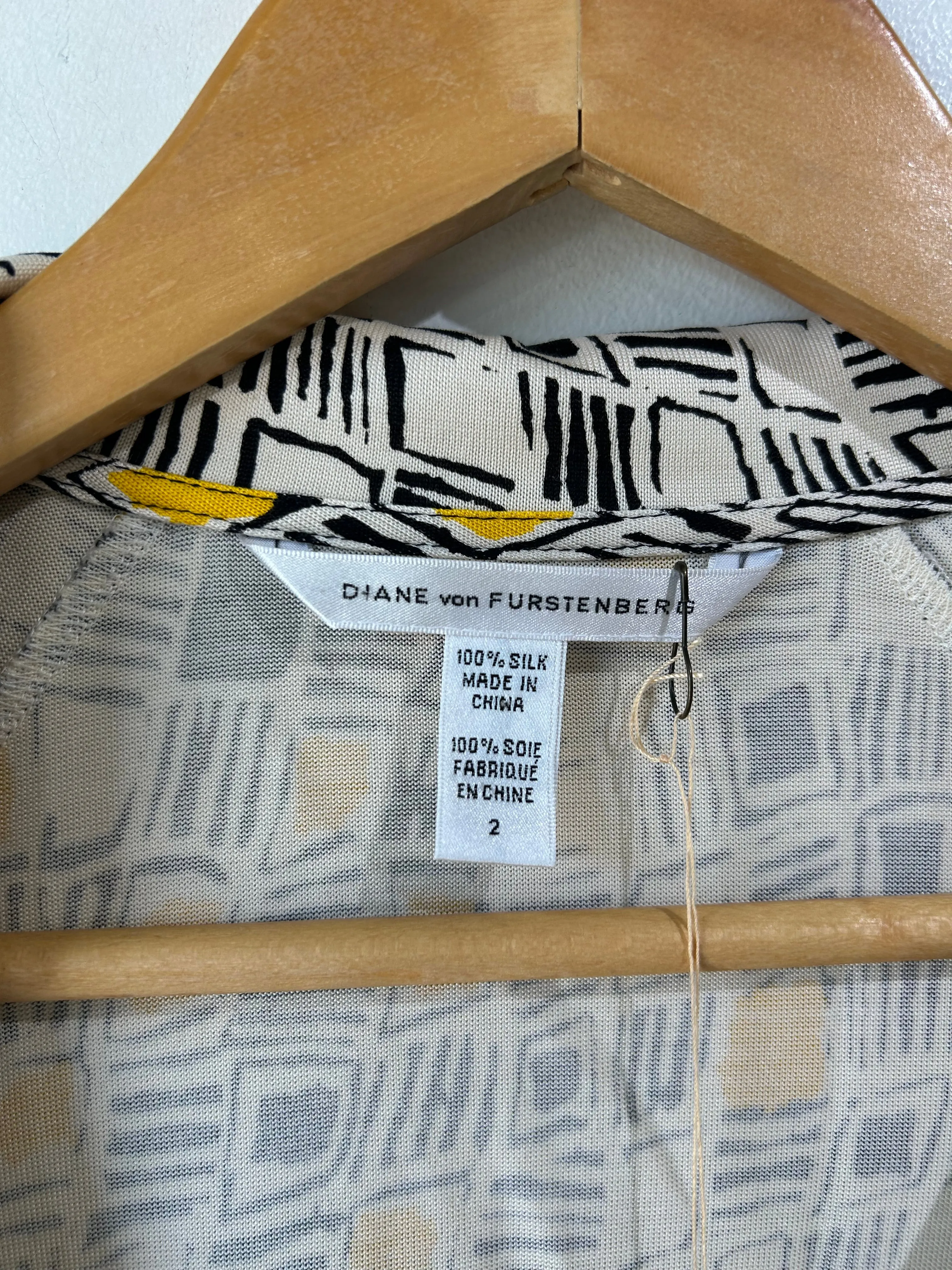 Diane von Furstenberg Black and Yellow Wrap Dress