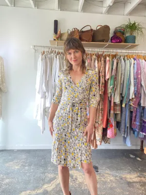 Diane von Furstenberg Black and Yellow Wrap Dress