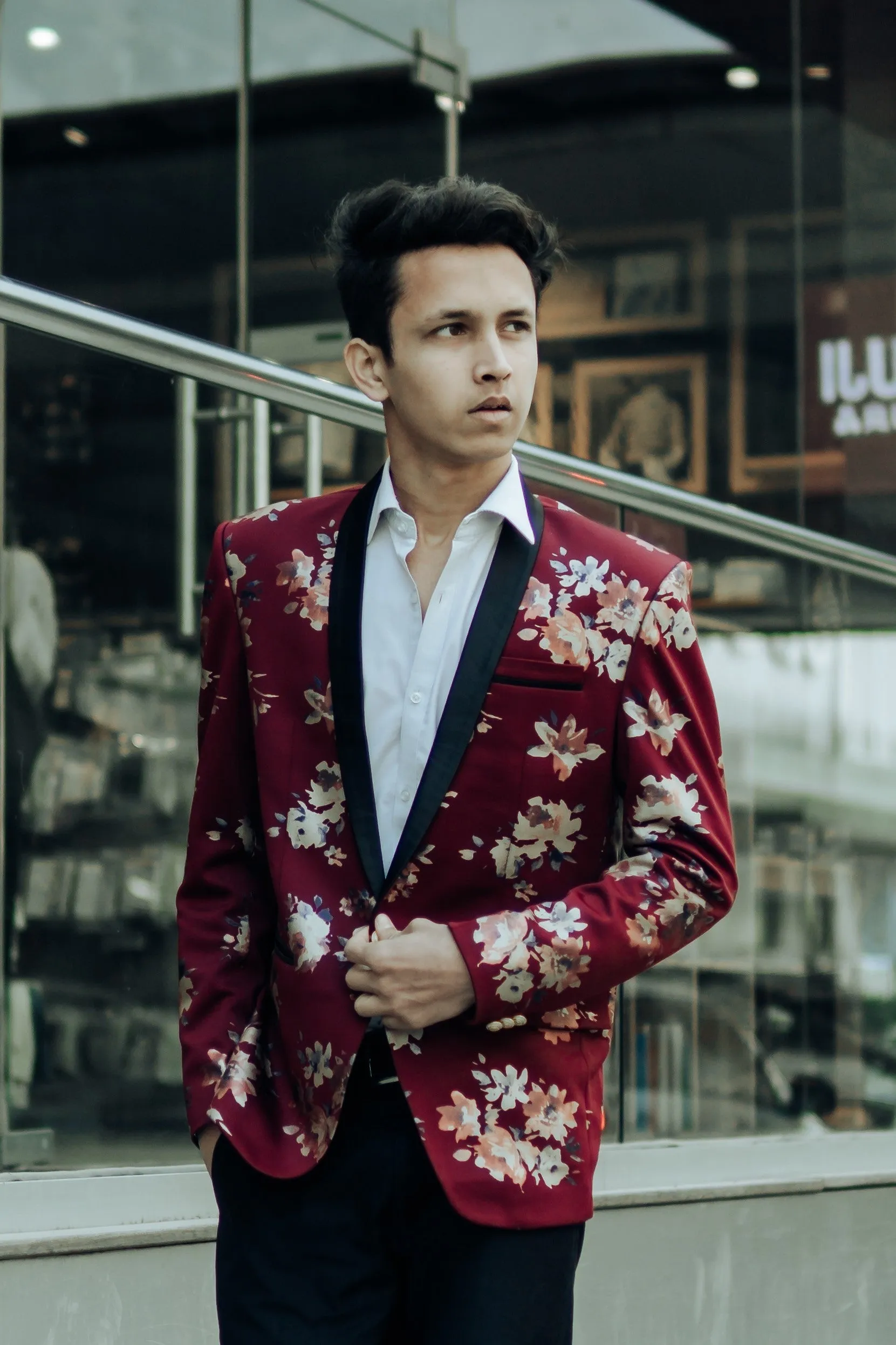 Digital Rayon Print MulticolouRed Tuxedo