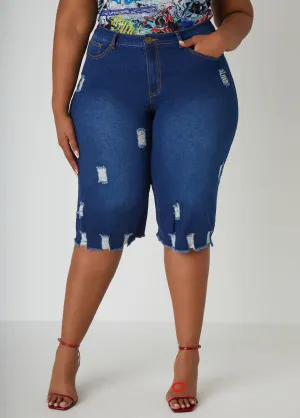 Distressed Denim Capris