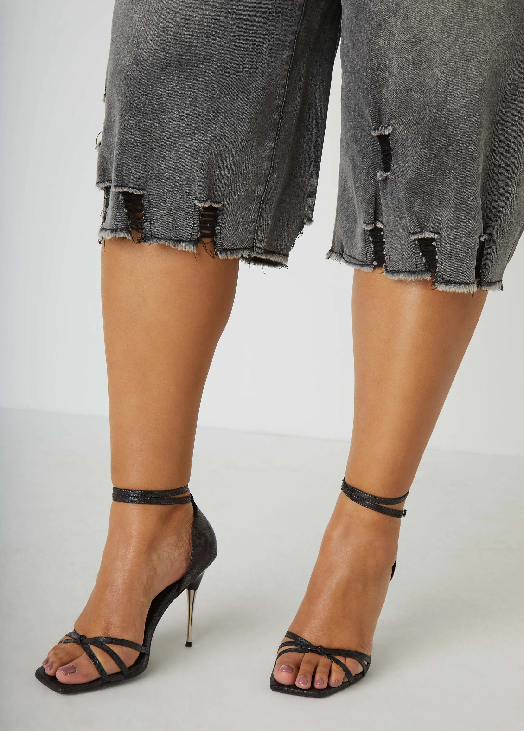 Distressed Denim Capris
