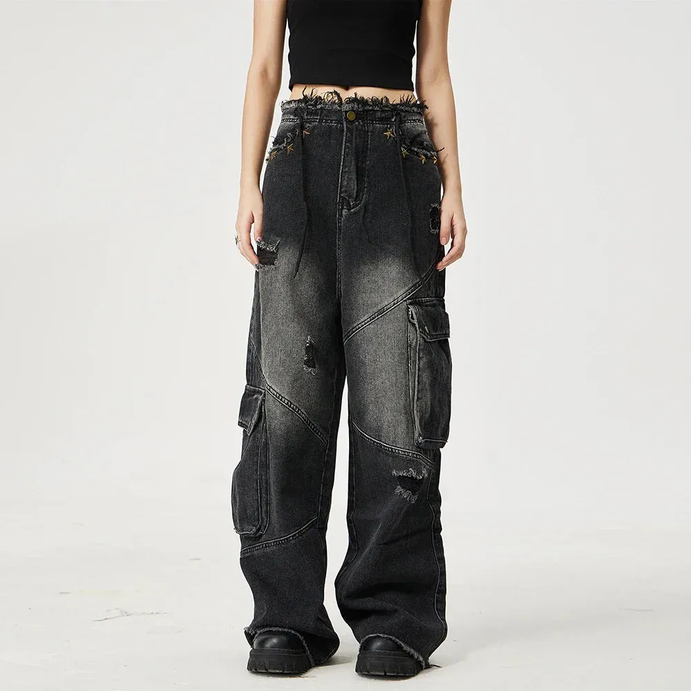 Distressed Multi-Pocket Jeans