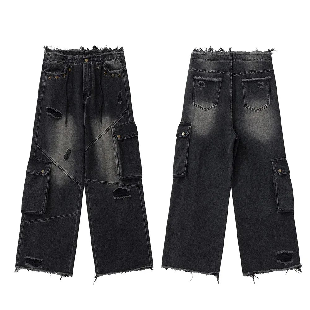 Distressed Multi-Pocket Jeans