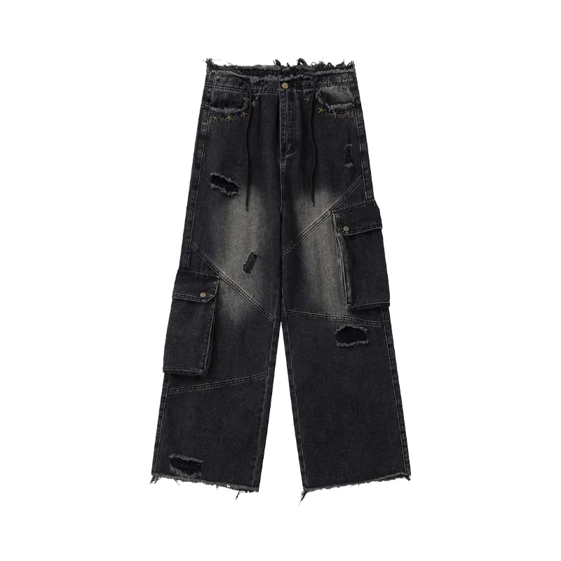 Distressed Multi-Pocket Jeans