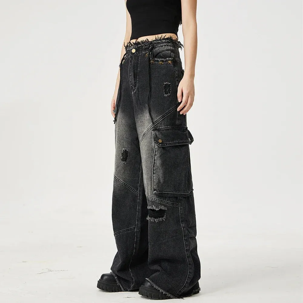 Distressed Multi-Pocket Jeans