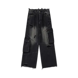 Distressed Multi-Pocket Jeans