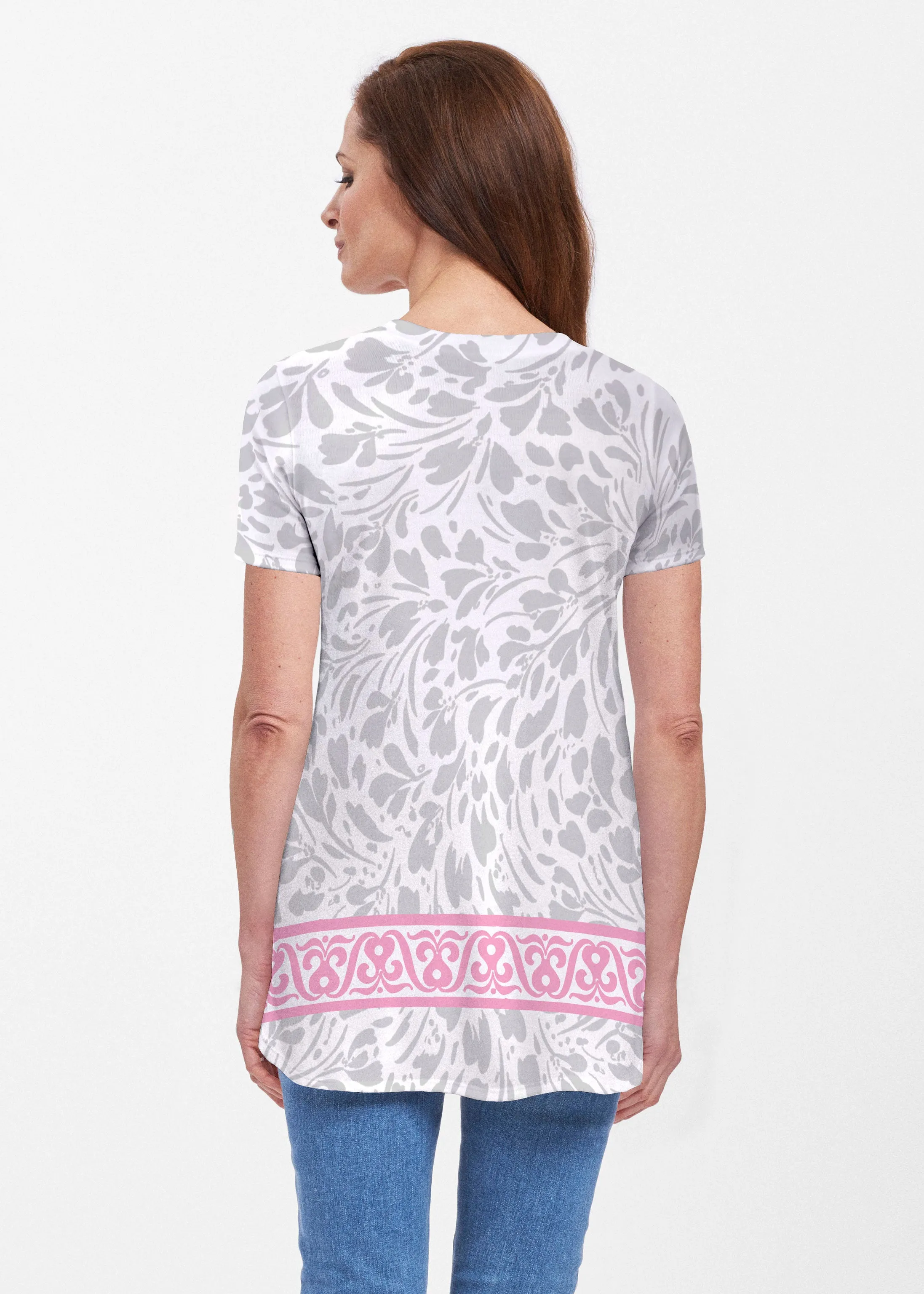 Ditsy Grey (7936) ~ Short Sleeve Butterknit tunic