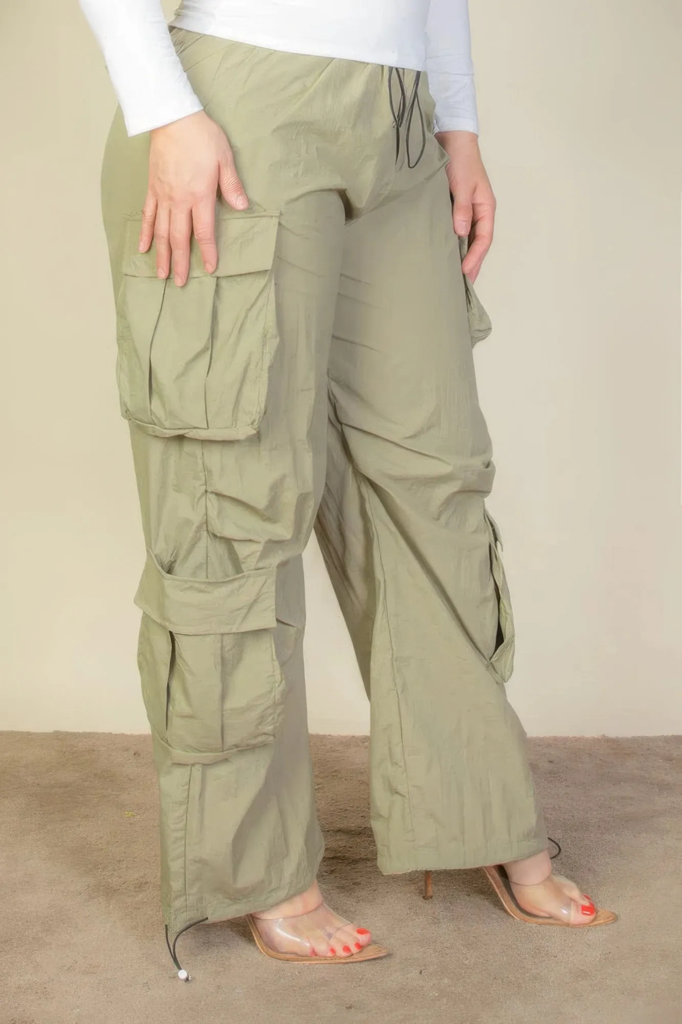 “DND” Olive Green Parachute Pants