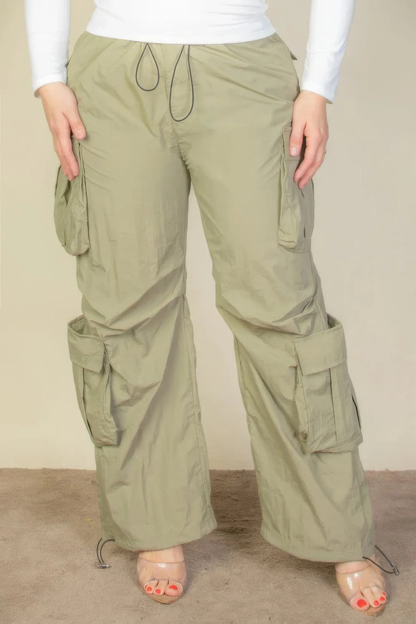 “DND” Olive Green Parachute Pants