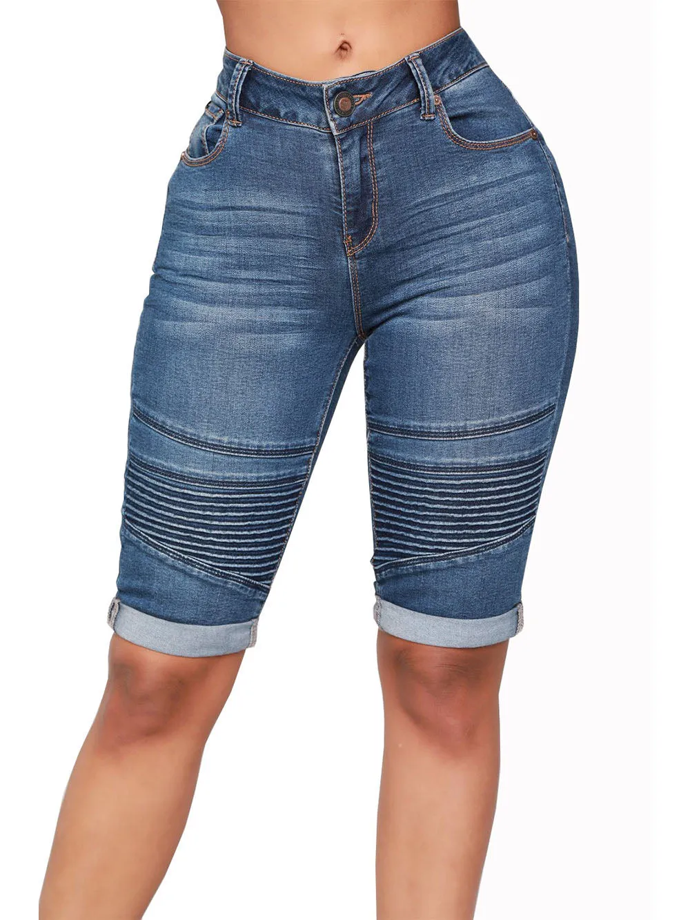 Double Rolled Pleated Bermuda Shorts