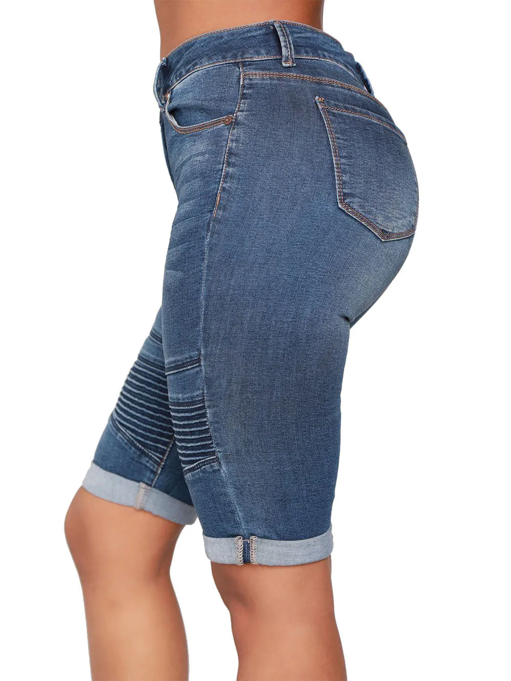 Double Rolled Pleated Bermuda Shorts