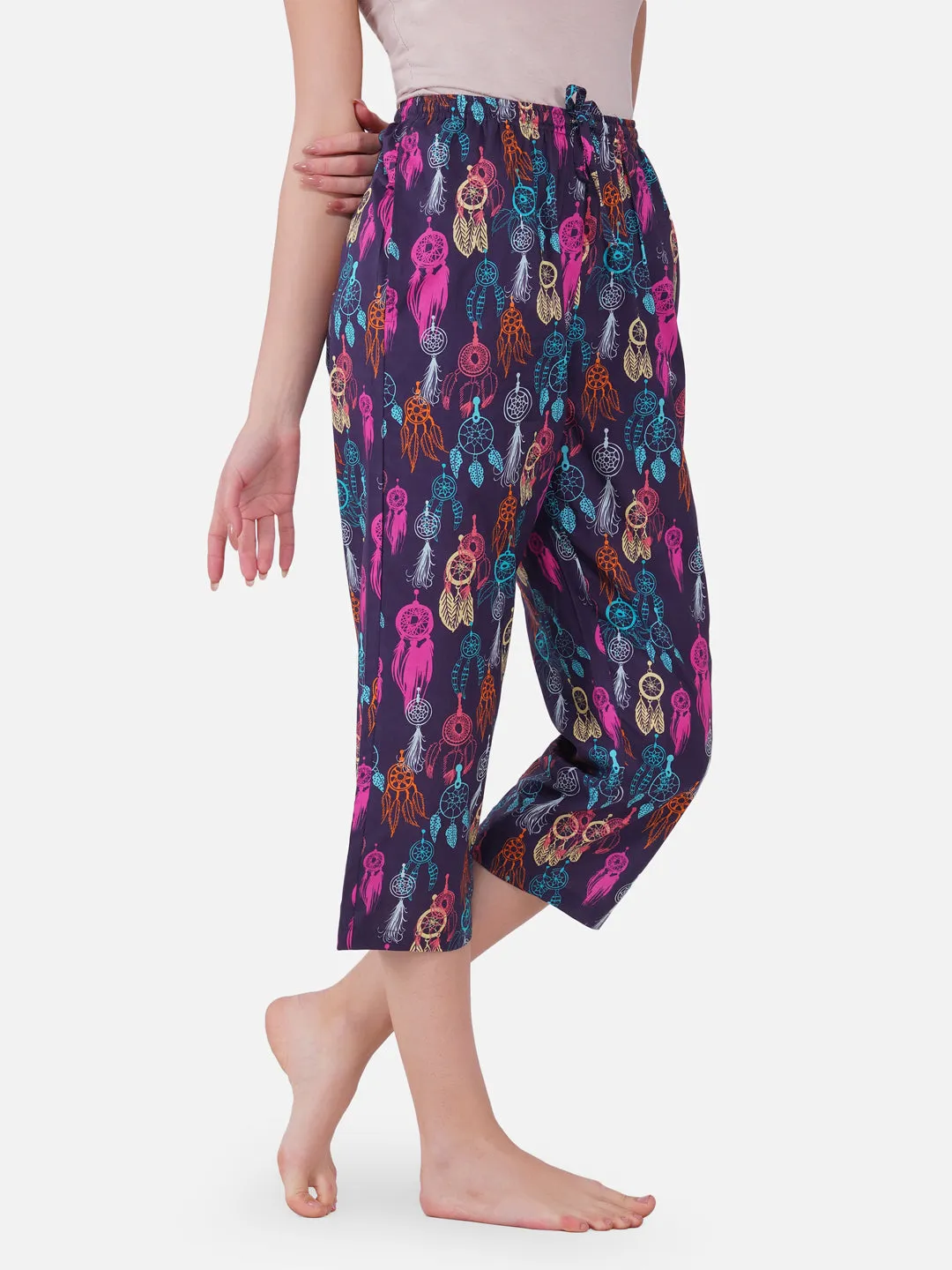 Dream catcher print cotton capris