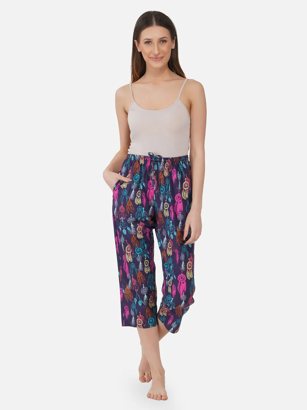 Dream catcher print cotton capris