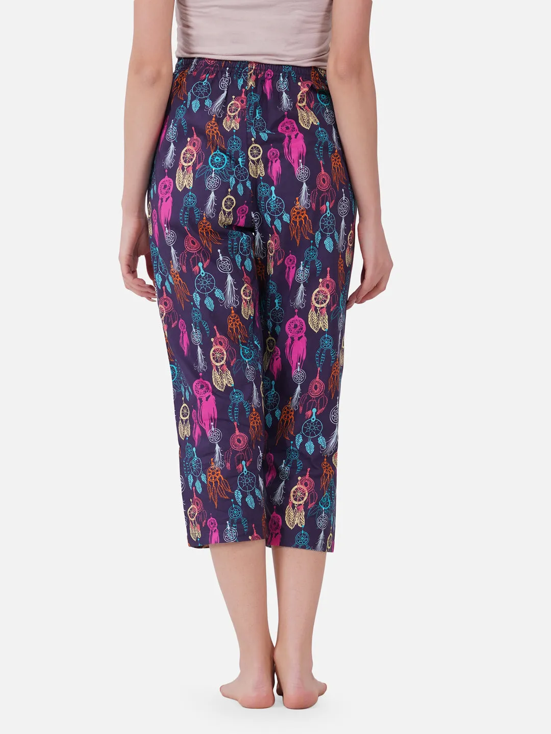 Dream catcher print cotton capris