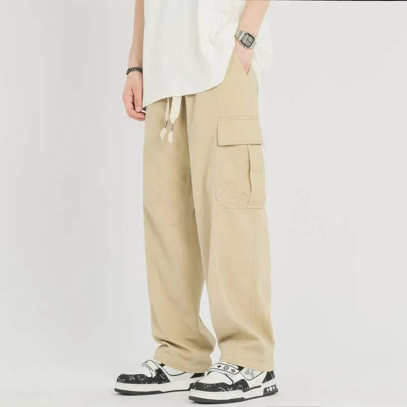 Elastic Drawstring Cargo Straight Pants