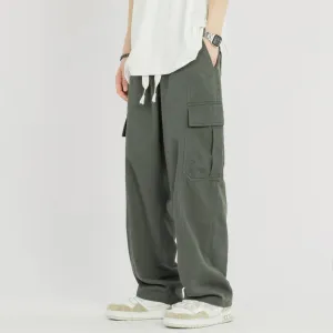 Elastic Drawstring Cargo Straight Pants