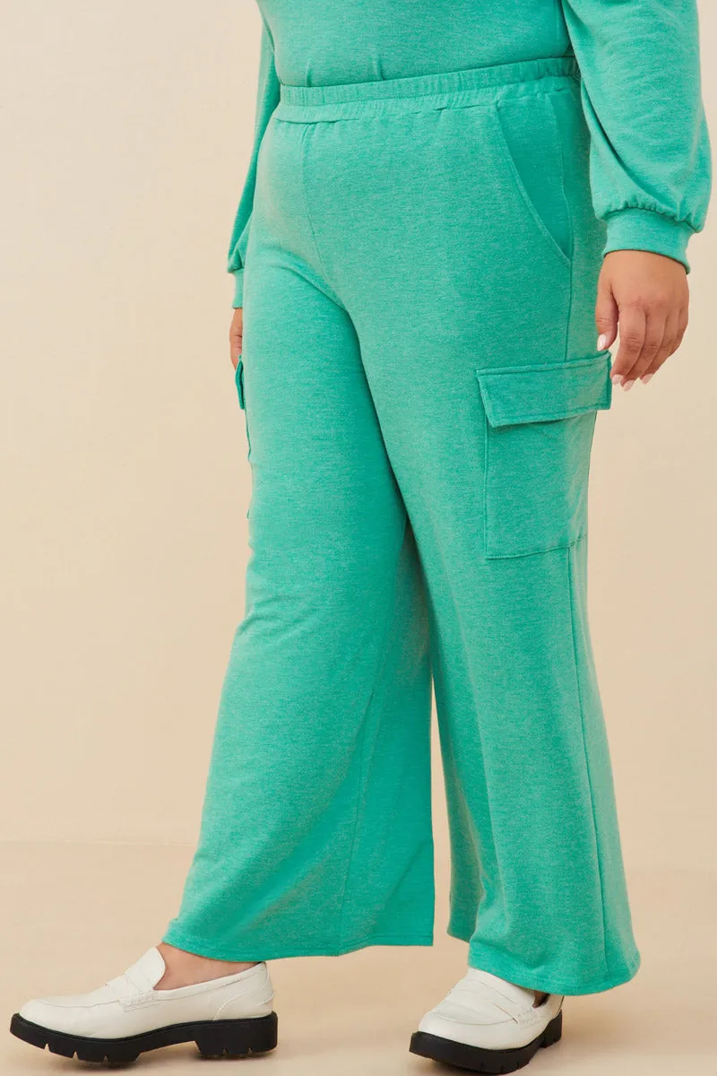 Elastic Waist French Terry Knit Cargo Pants
