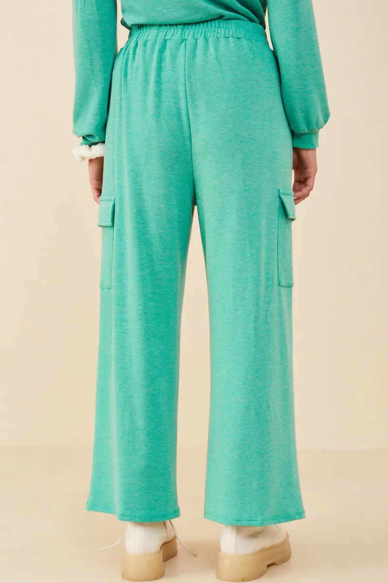 Elastic Waist French Terry Knit Cargo Pants