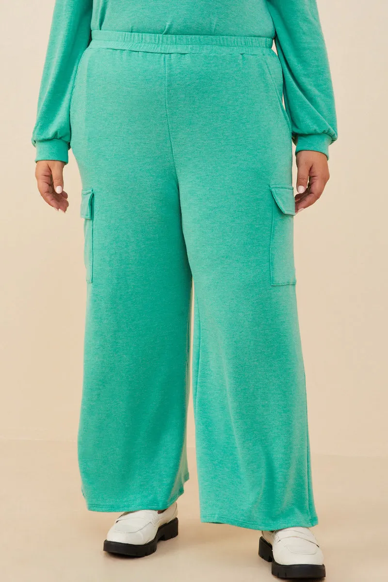 Elastic Waist French Terry Knit Cargo Pants