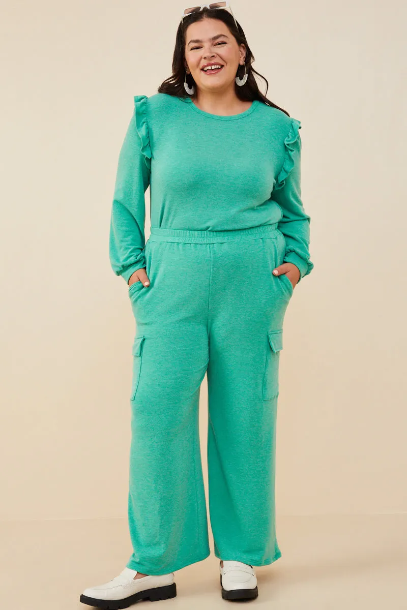 Elastic Waist French Terry Knit Cargo Pants
