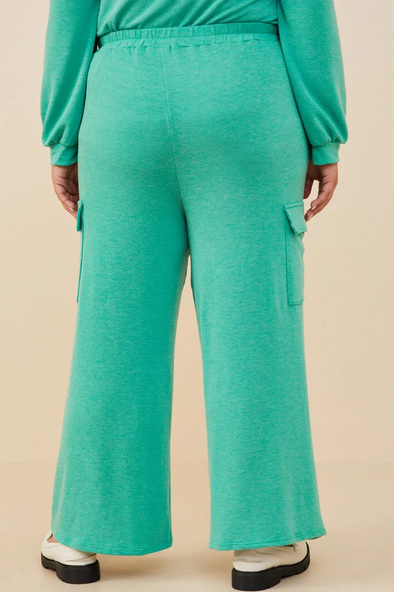 Elastic Waist French Terry Knit Cargo Pants