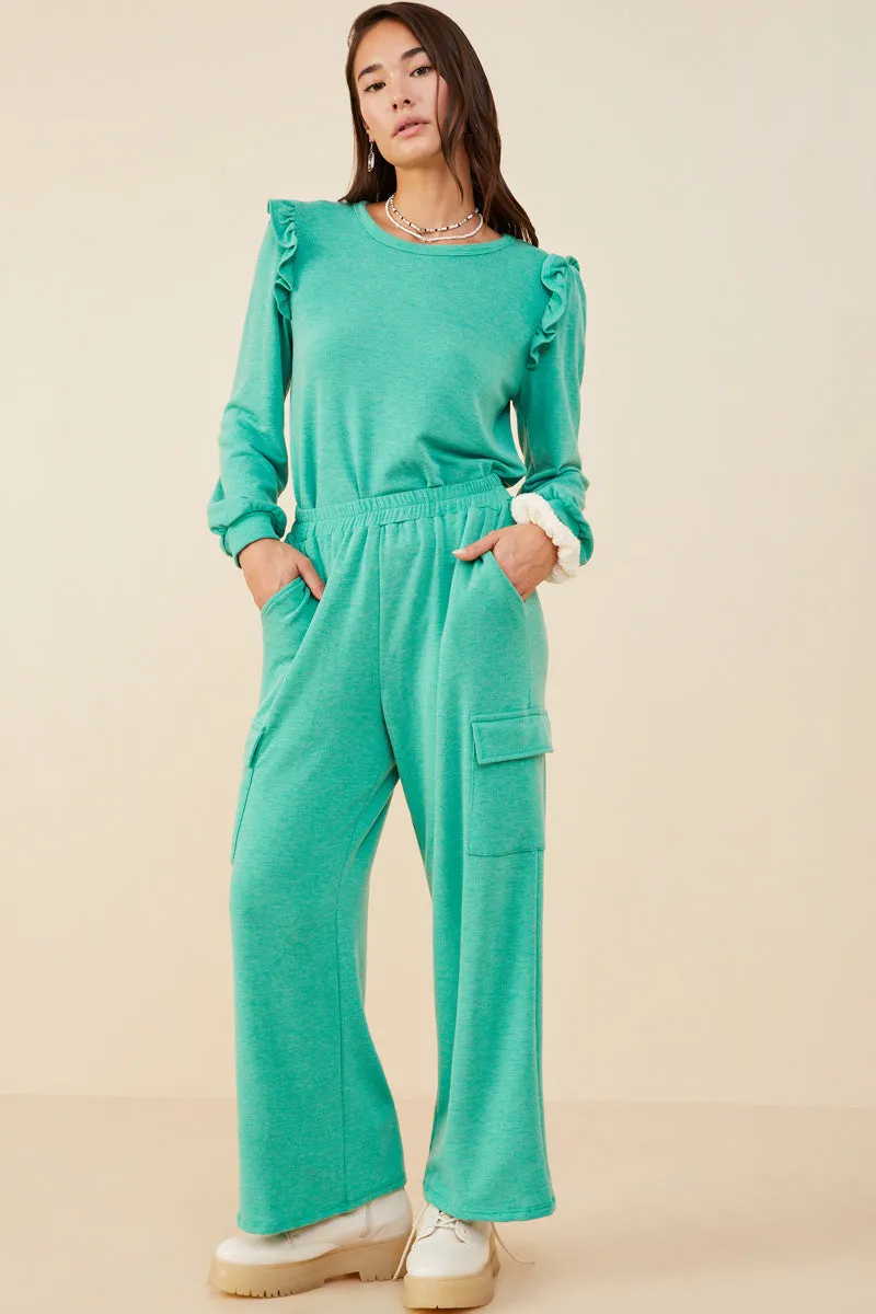 Elastic Waist French Terry Knit Cargo Pants