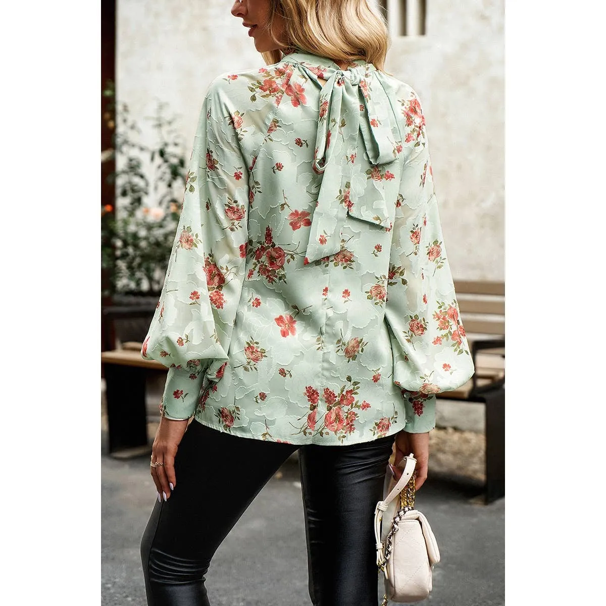Elegant Floral Bandage Half A Turtleneck Tops