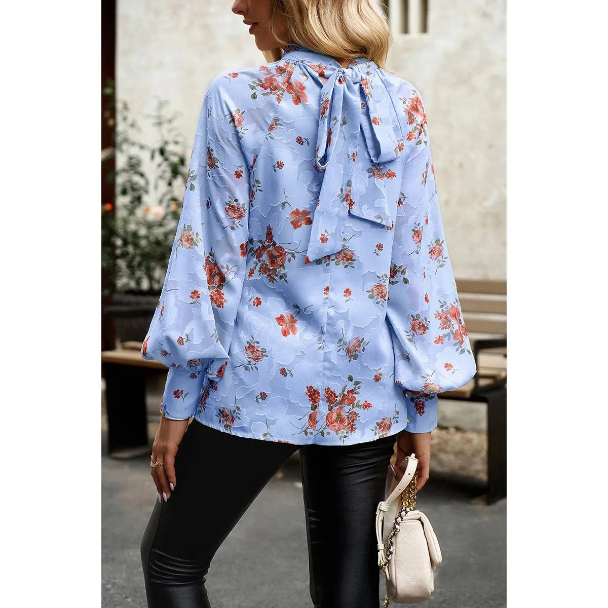 Elegant Floral Bandage Half A Turtleneck Tops