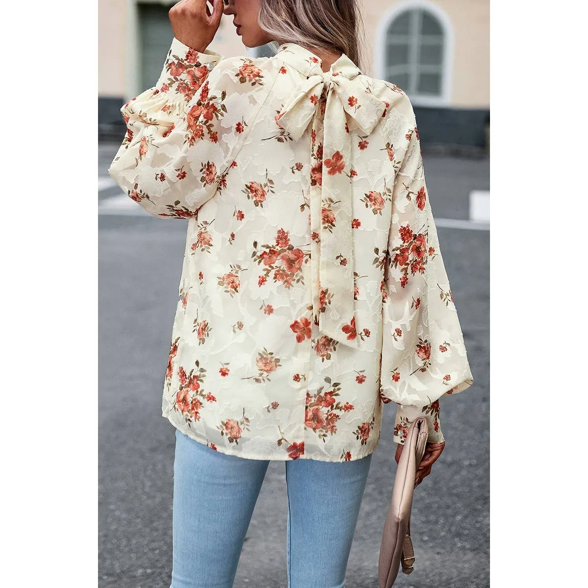 Elegant Floral Bandage Half A Turtleneck Tops