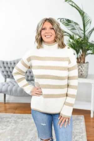 Elena Striped Mock Neck Sweater