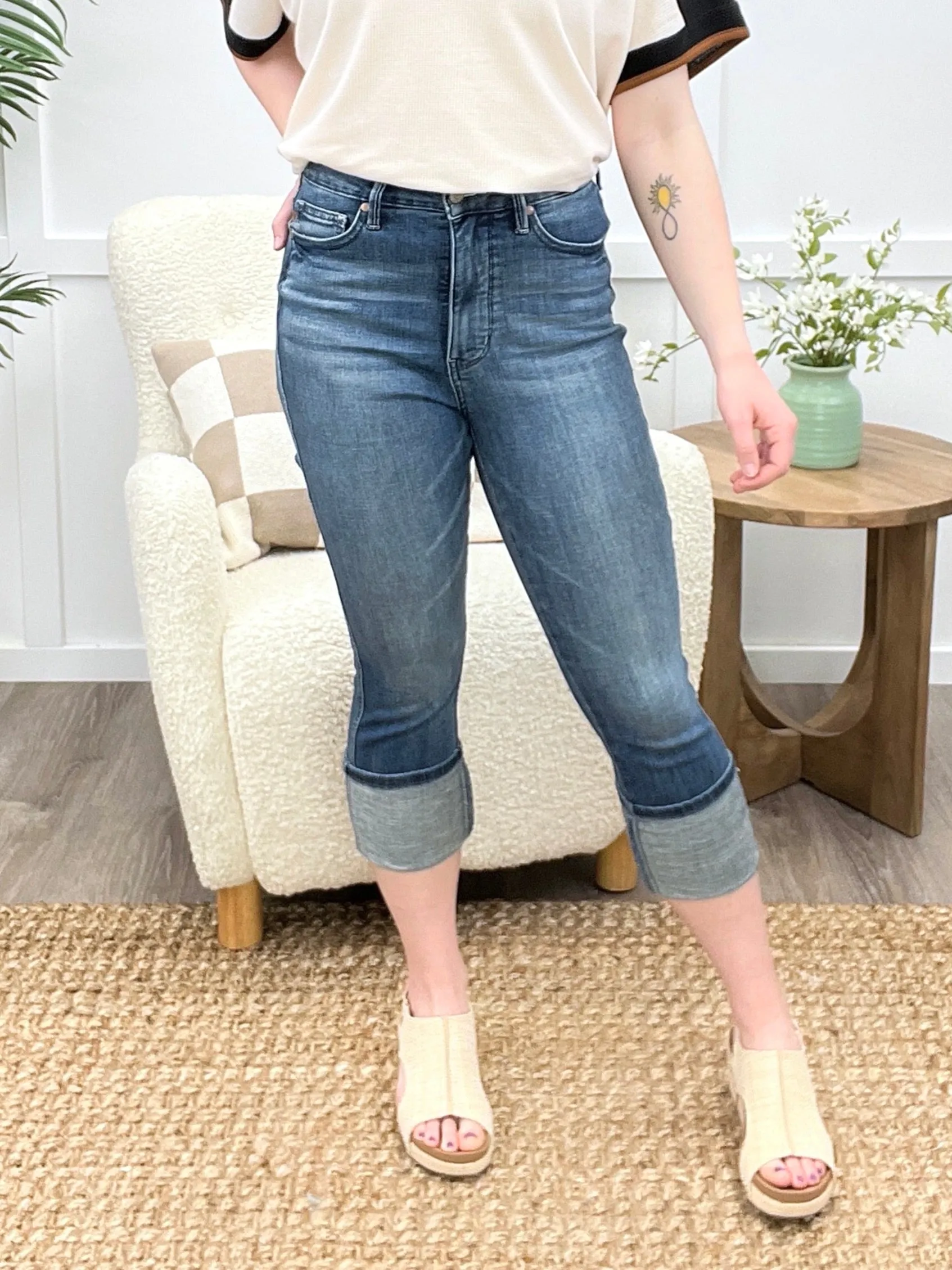 Ella Jane High Waist Tummy Control Capris by Judy Blue