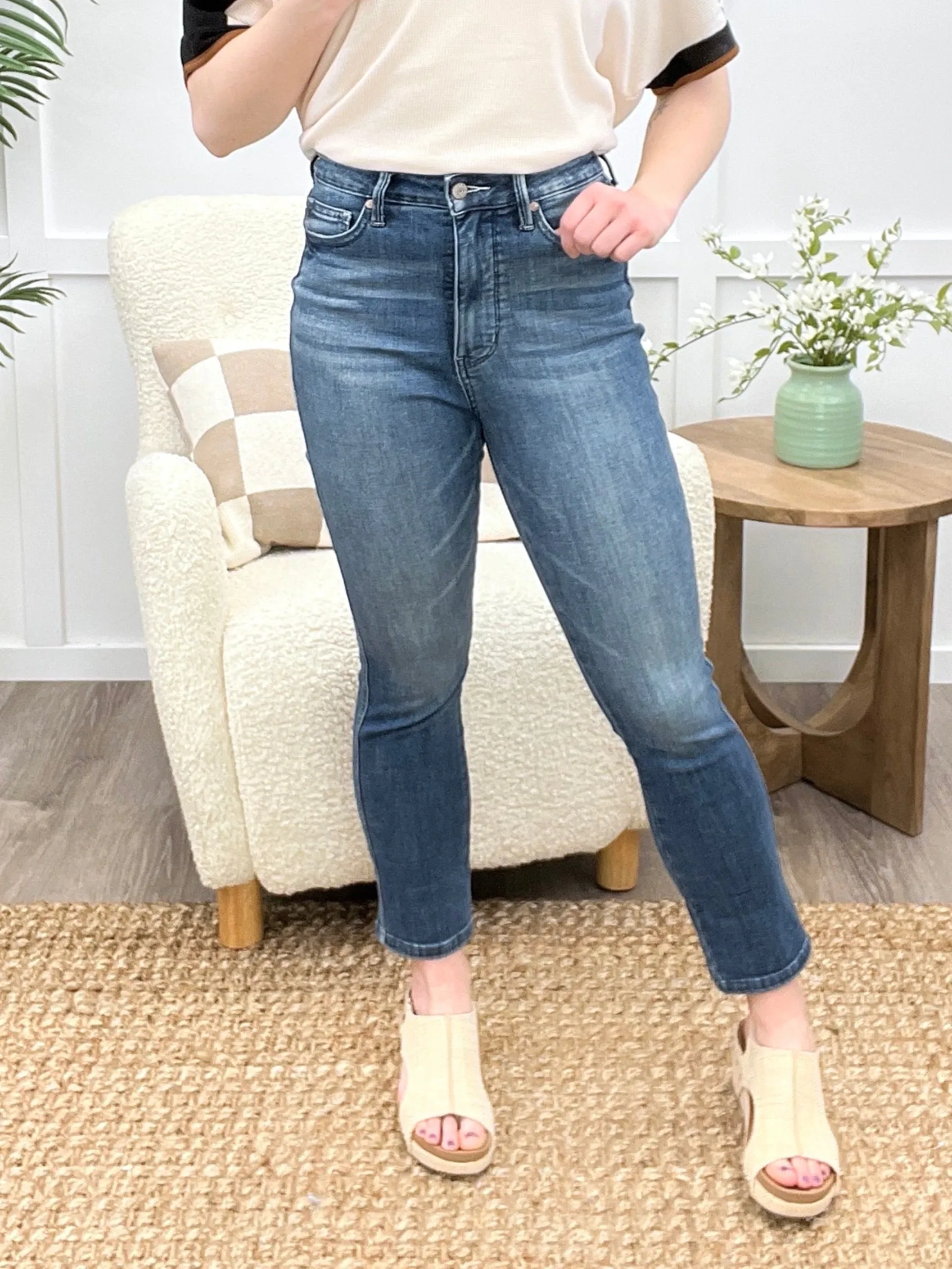 Ella Jane High Waist Tummy Control Capris by Judy Blue