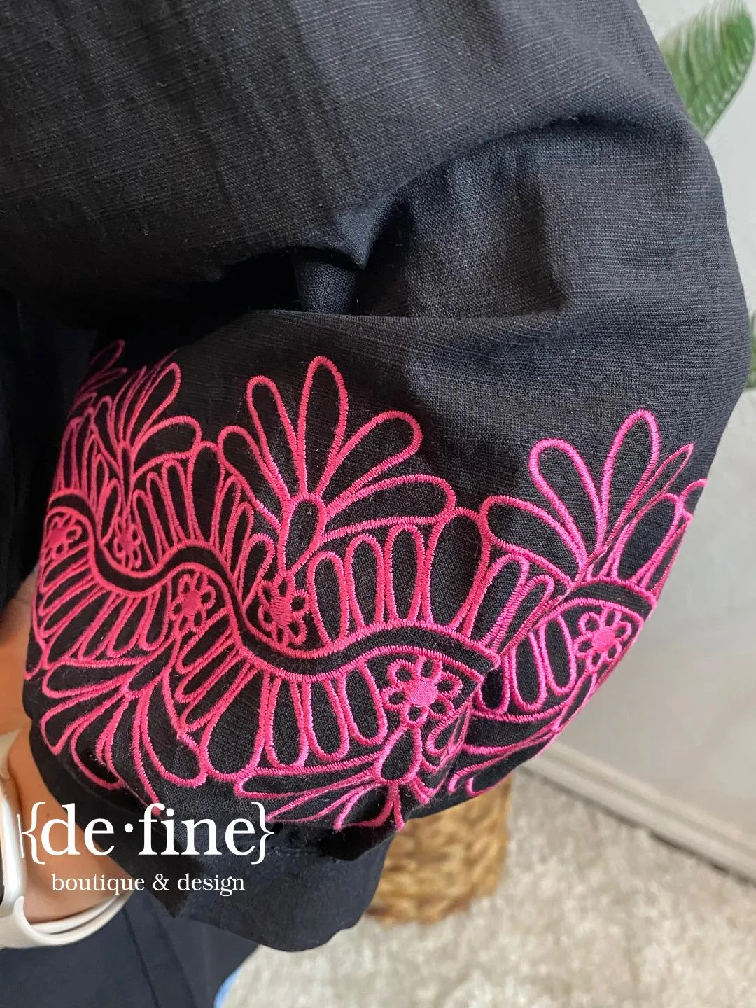 Embroidered Blouse in Red or Black