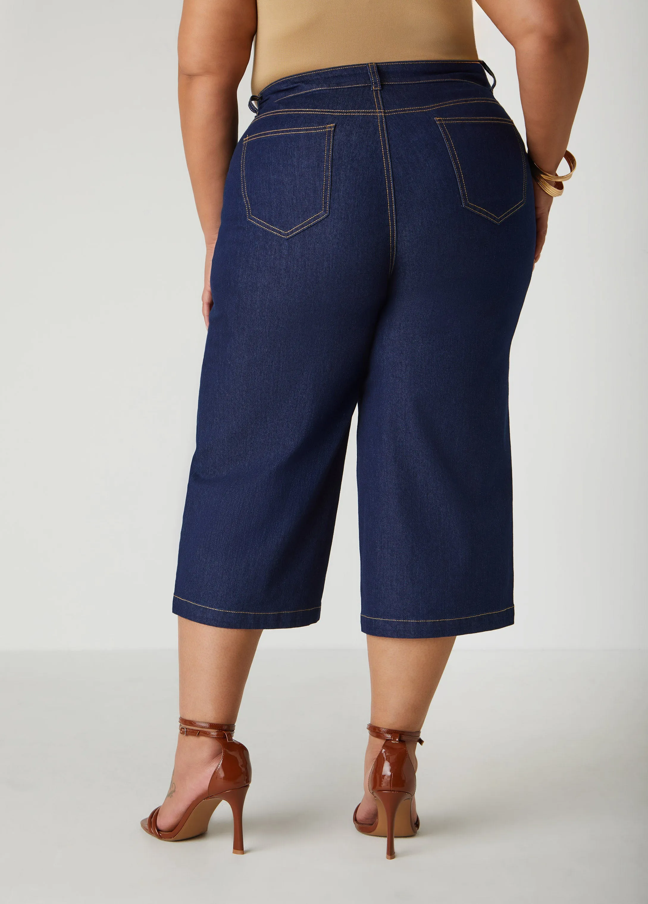 Embroidered Denim Capris