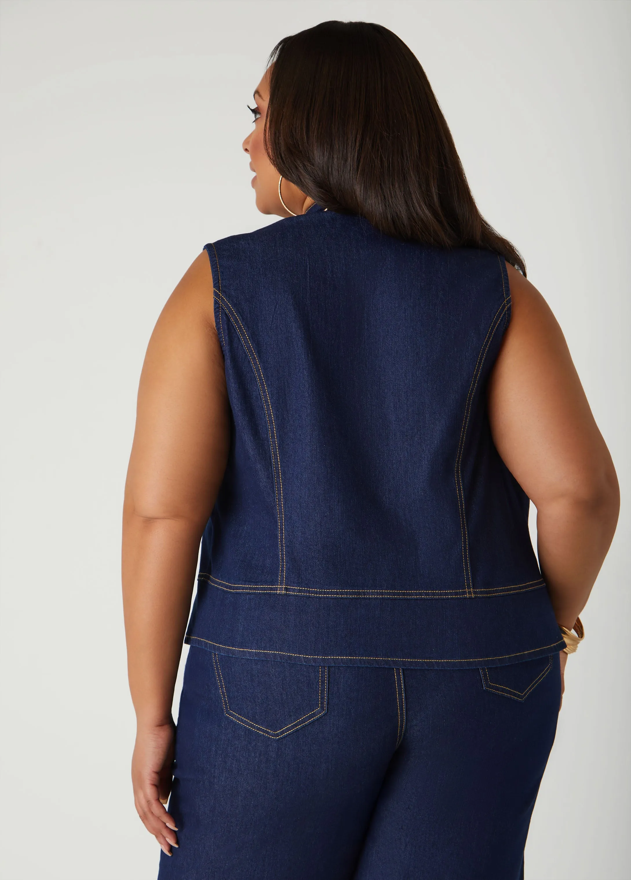 Embroidered Denim Vest