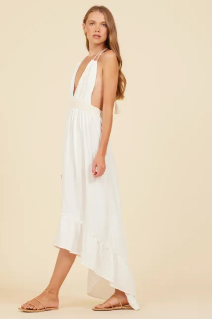 Embroidered Halter Tie Dress