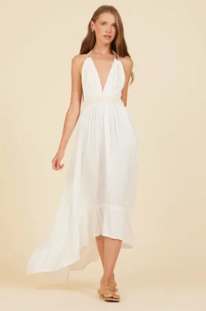Embroidered Halter Tie Dress