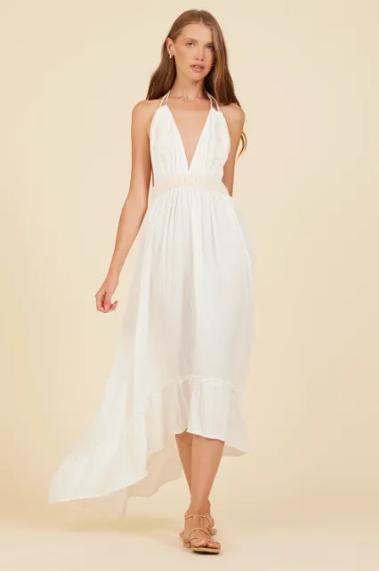 Embroidered Halter Tie Dress