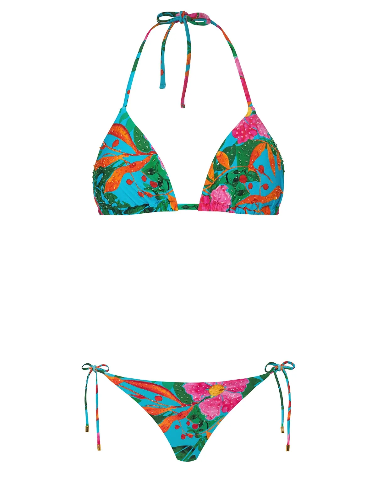 Embroidered Tri-Embroidered Tie Bikini